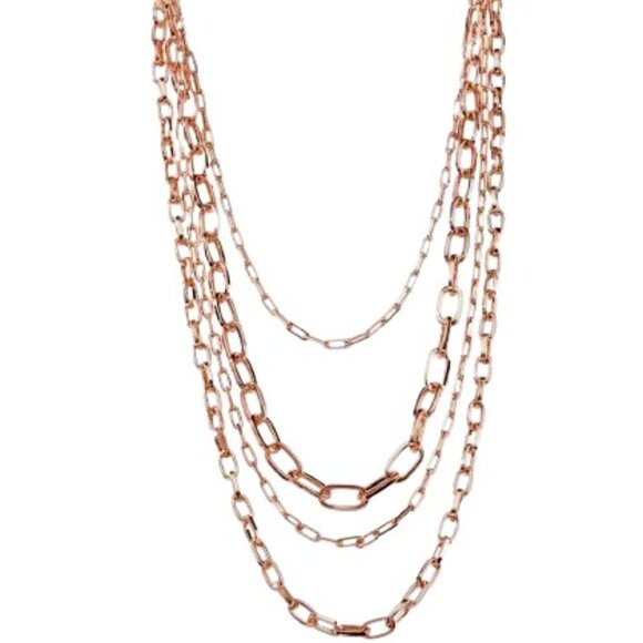 Park Lane AMBROSIA Necklace 4 in 1 Paper Clip Chain Link Rose Gold NWOT - Picture 1 of 14